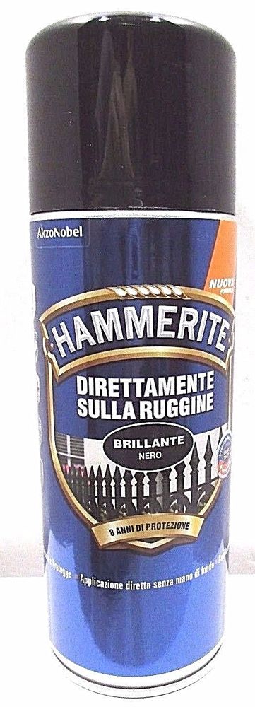 Image HAMMERITE DIRETTO RUGGINE BRILLANTE NERO SPRAY 400 ML - immagine 1