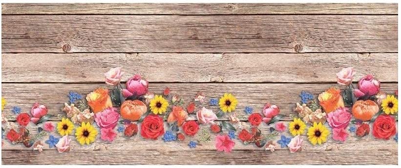 Image TAPPETO ANTISCIVOLO FIORI SU LEGNO 52X200 - immagine 1