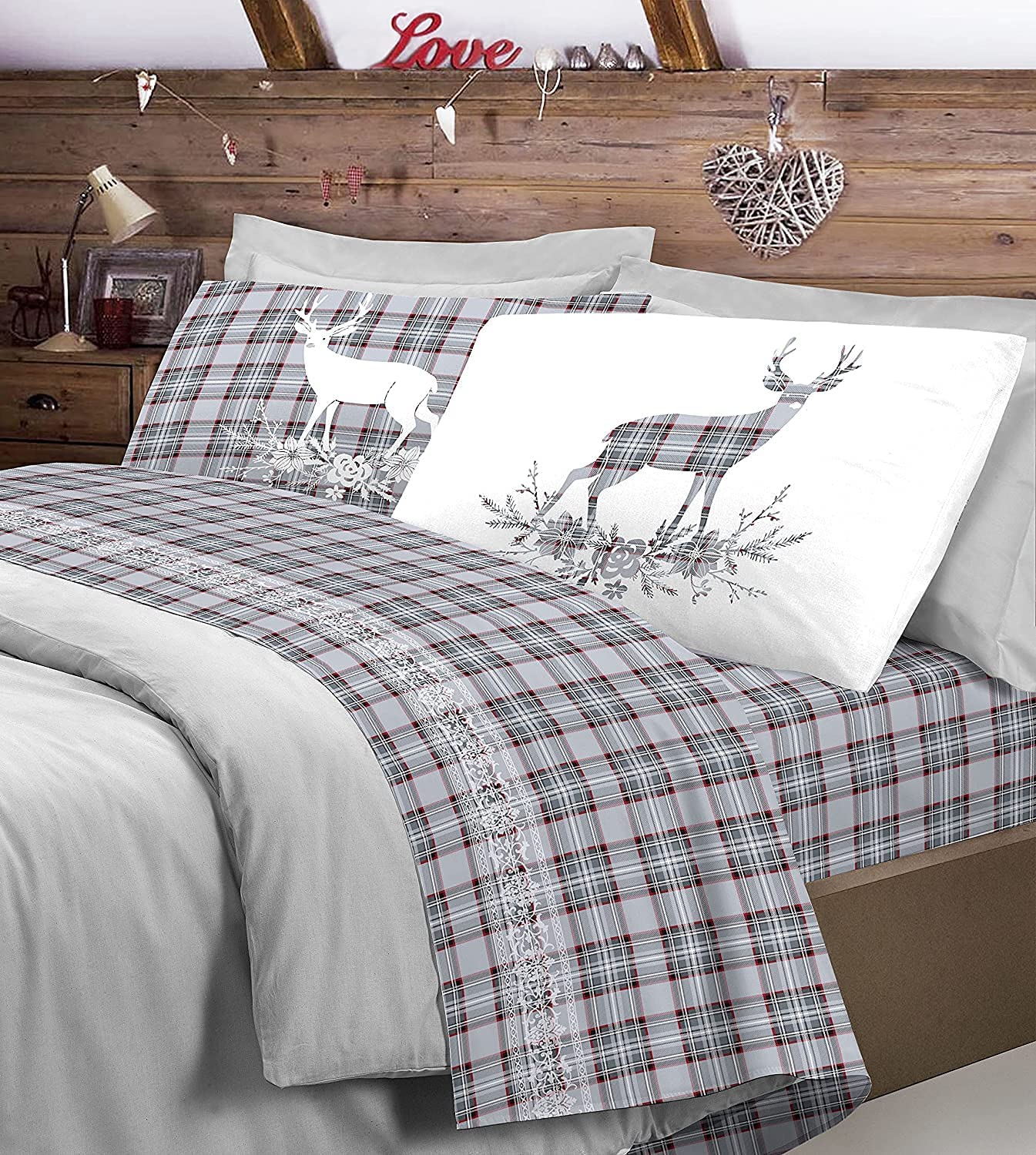 Image LENZUOLA MATRIMONIALE 100% COTONE CERVO GRIGIO - immagine 1