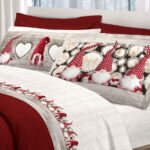 LENZUOLA MATRIMONIALE 100% COTONE GNOMI ROSSO