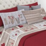 LENZUOLA MATRIMONIALE 100% COTONE SHABBY LOVE ROSSA