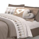 LENZUOLA MATRIMONIALE 100% FLANELLA CUORI BEIGE