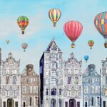 TAPPETO ANTISCIVOLO MONGOLFIERE E CITTA 52x100