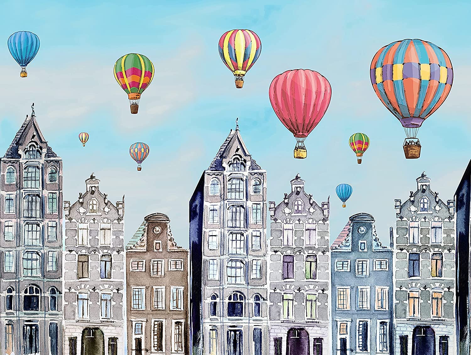 Image TAPPETO ANTISCIVOLO MONGOLFIERE E CITTA 52x150 - immagine 1