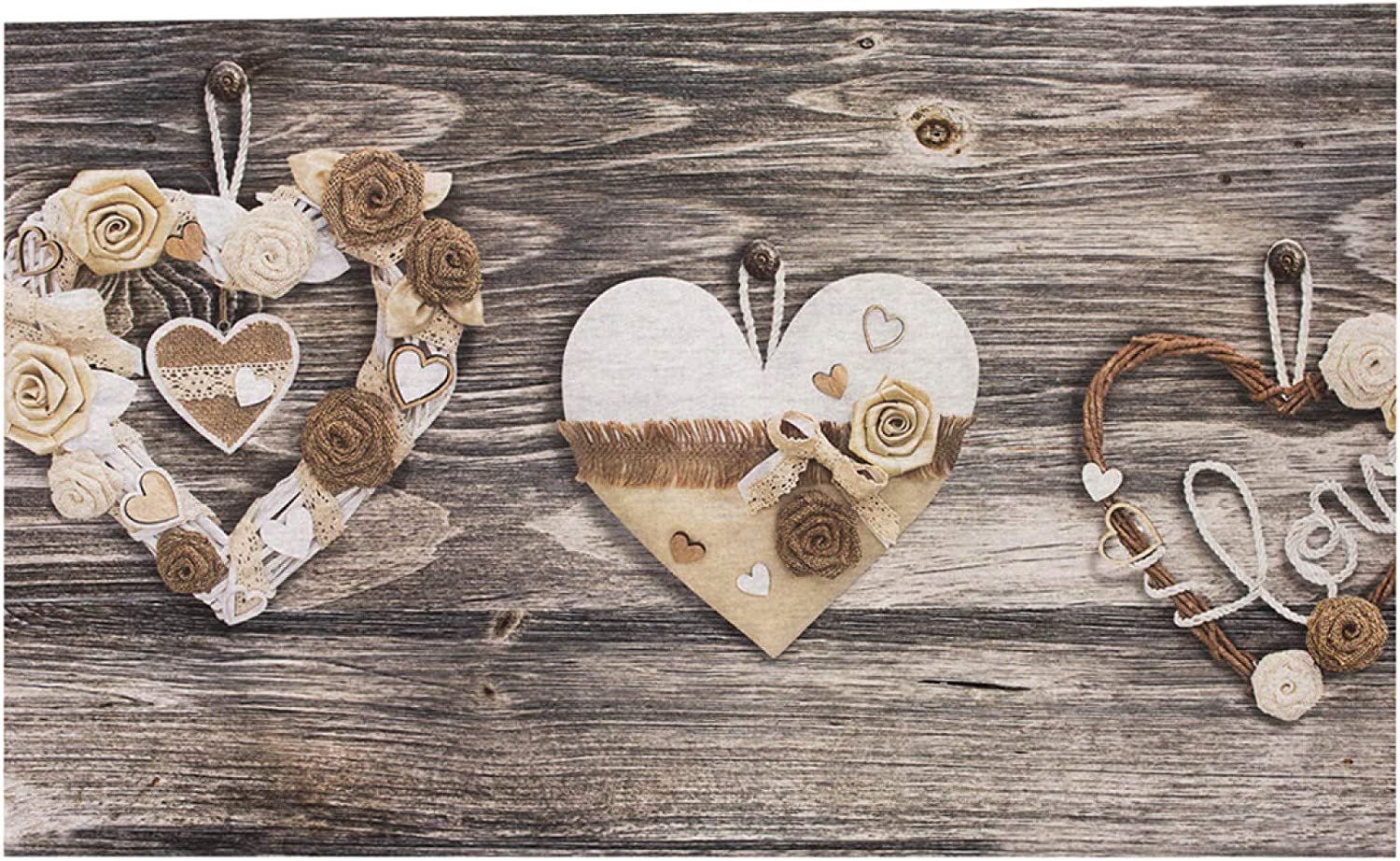 Image TAPPETO ANTISCIVOLO SHABBY CHIC A CUORI 52X250 - immagine 1